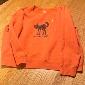Hanes Orange Sweatshirt with Cat Graphic